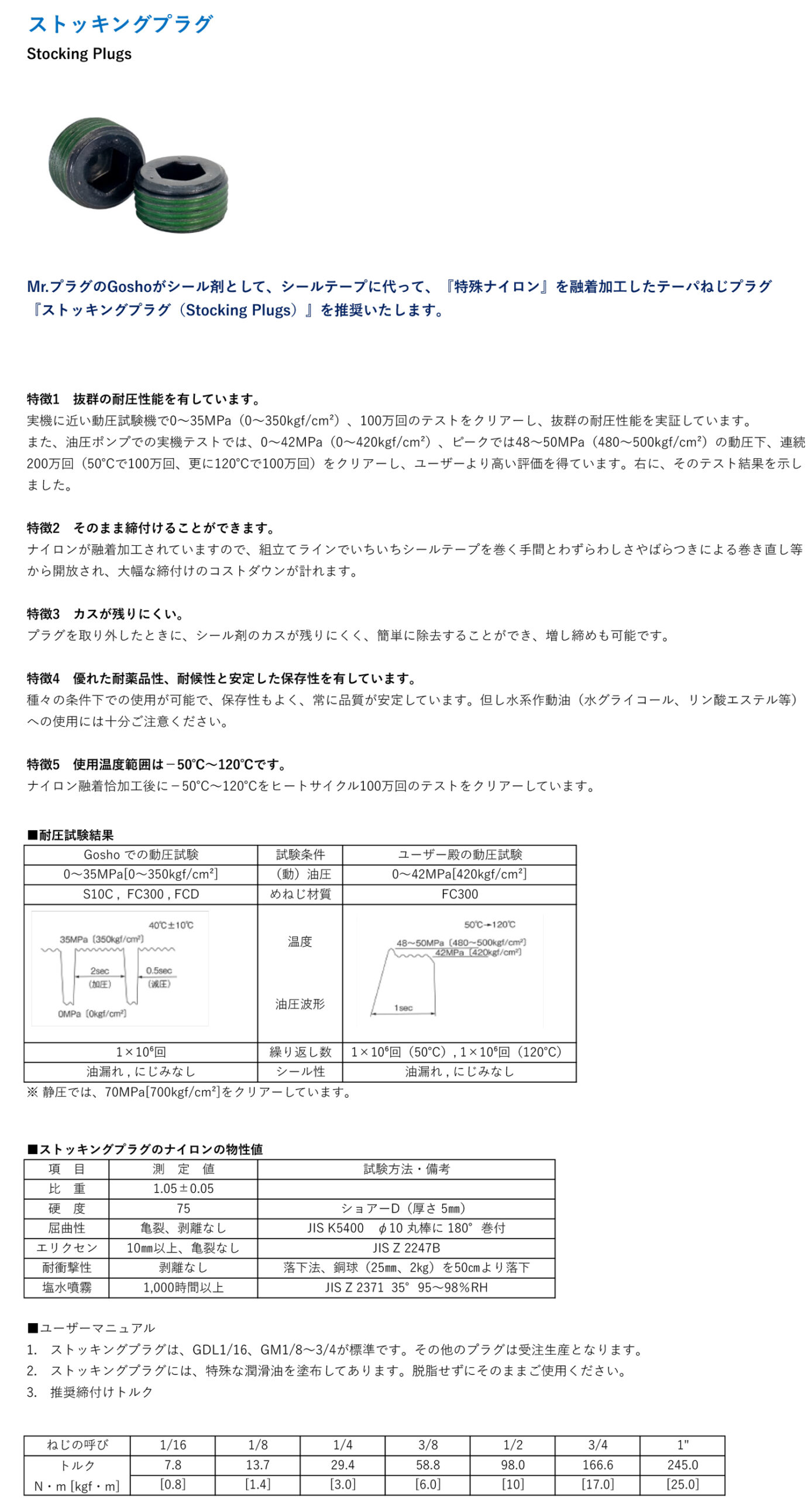 ストッキングプラグ